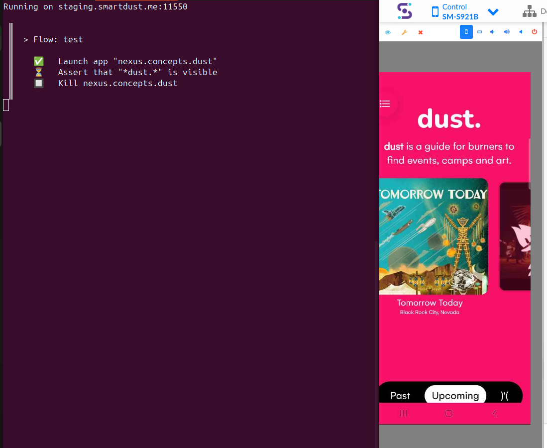 Smart Dust lab dust app test